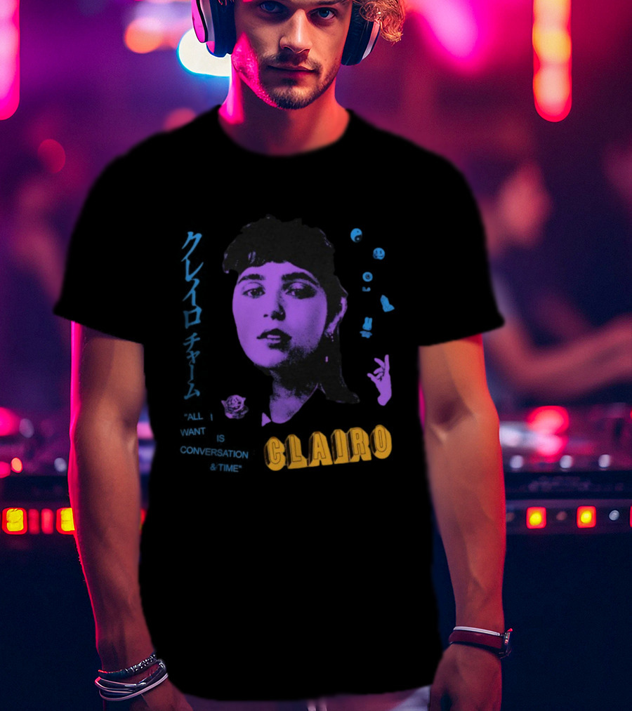 Clairo All I Want Is Conversation And Time Retro Style Portrait With Roses T-Shirt