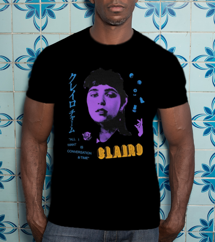 Clairo All I Want Is Conversation And Time Retro Style Portrait With Roses T-Shirt
