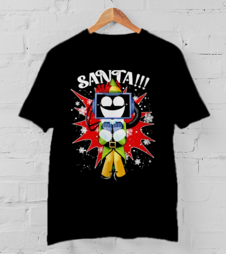 Fixt Store Merch Buddy The Fixtbot Santa Robot Explosion Black T-Shirt