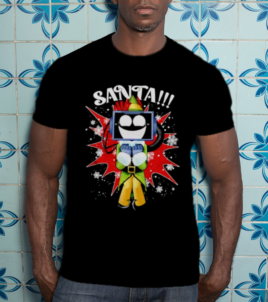 Fixt Store Merch Buddy The Fixtbot Santa Robot Explosion Black T-Shirt