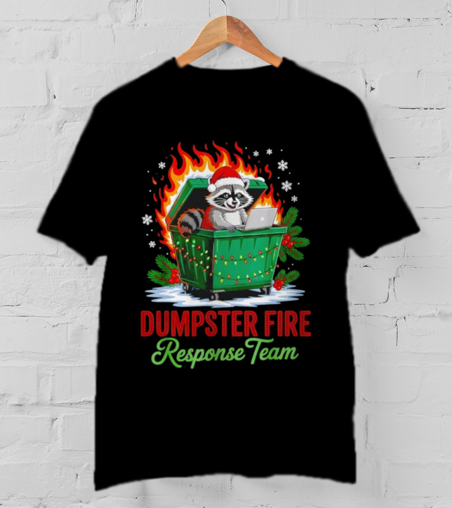 Dumpster Fire Response Team Raccoon Christmas Leader T-Shirt