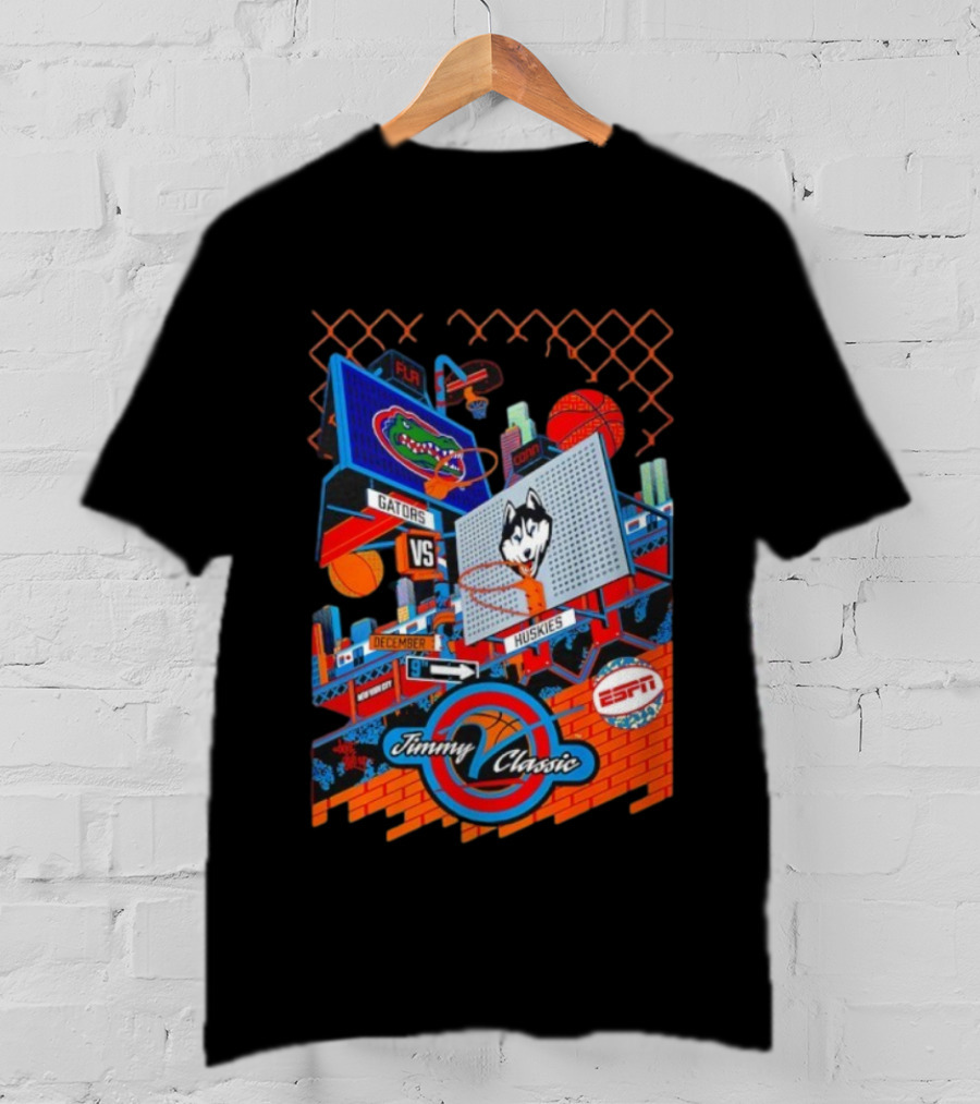 Florida Gators Vs UConn Huskies Jimmy V Classic December 9 ESPN Basketball Event T-Shirt