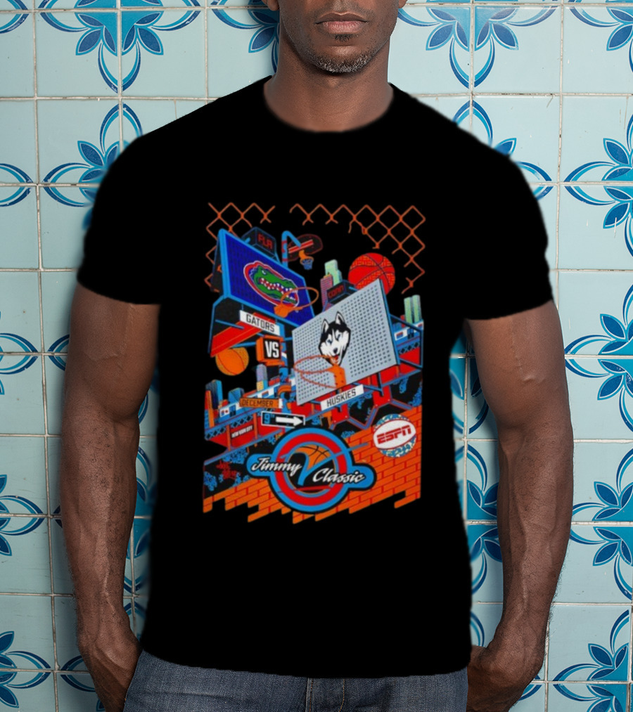 Florida Gators Vs UConn Huskies Jimmy V Classic December 9 ESPN Basketball Event T-Shirt