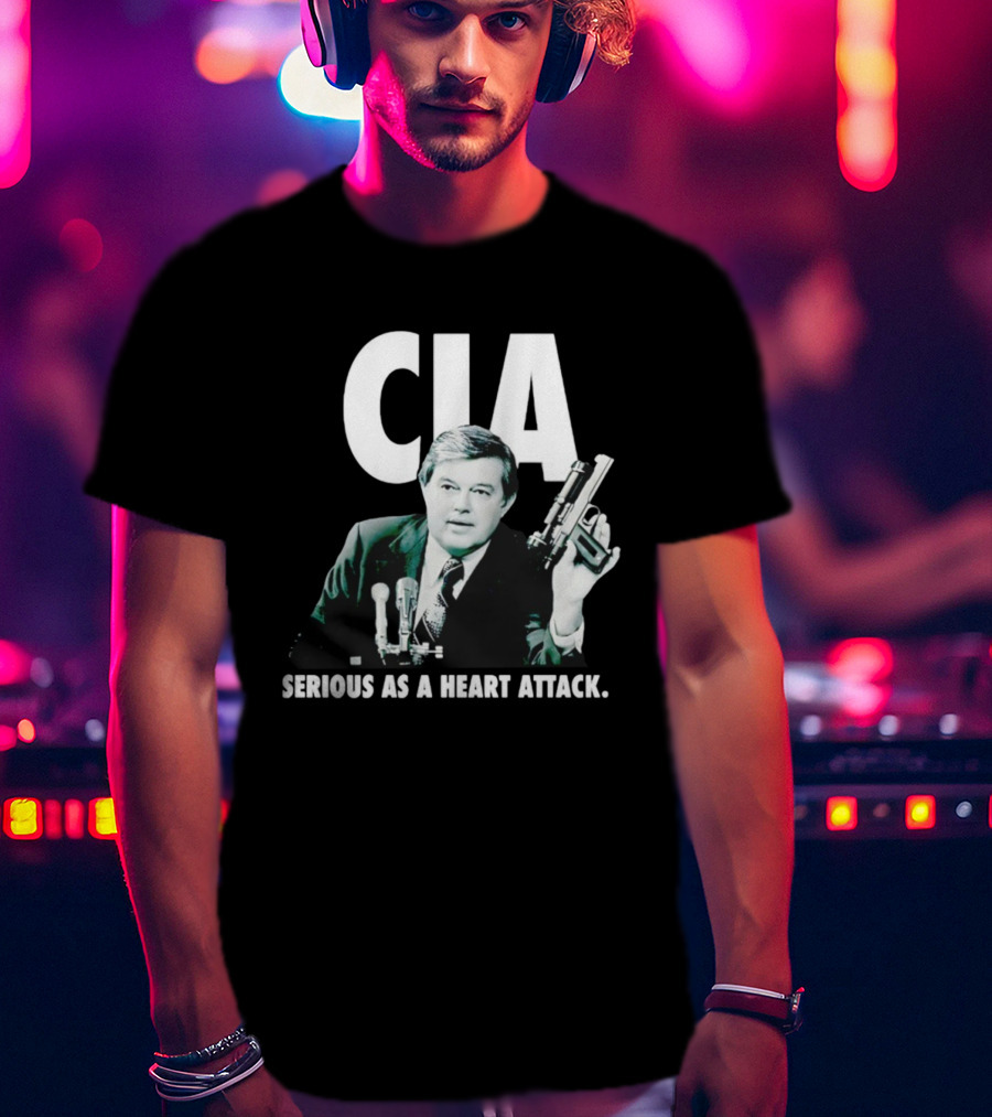 CIA Serious As A Heart Attack Gun Microphone T-Shirt
