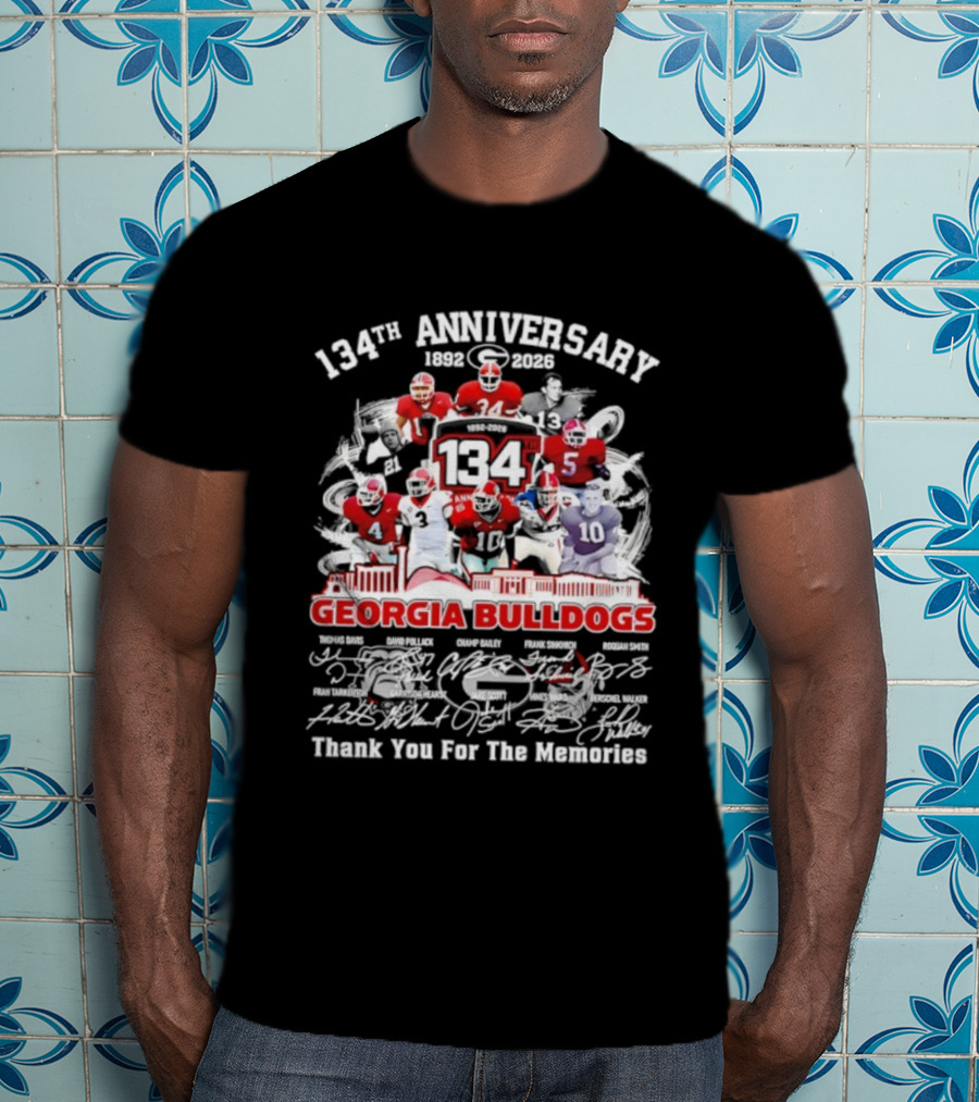 Georgia Bulldogs 134th Anniversary All Players Signatures Thank You For The Memories T-Shirt