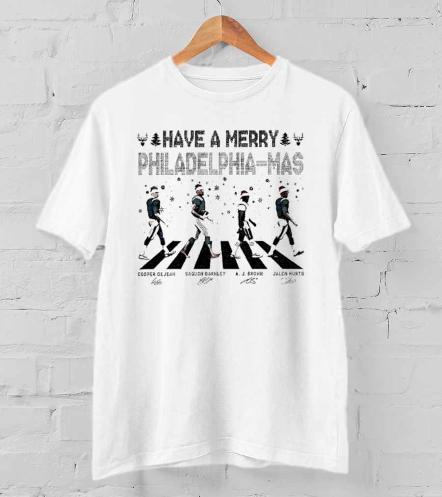 Have A Merry Philadelphia Eagles Mas Christmas Abbey Road Baseball Players Snowflakes T-Shirt