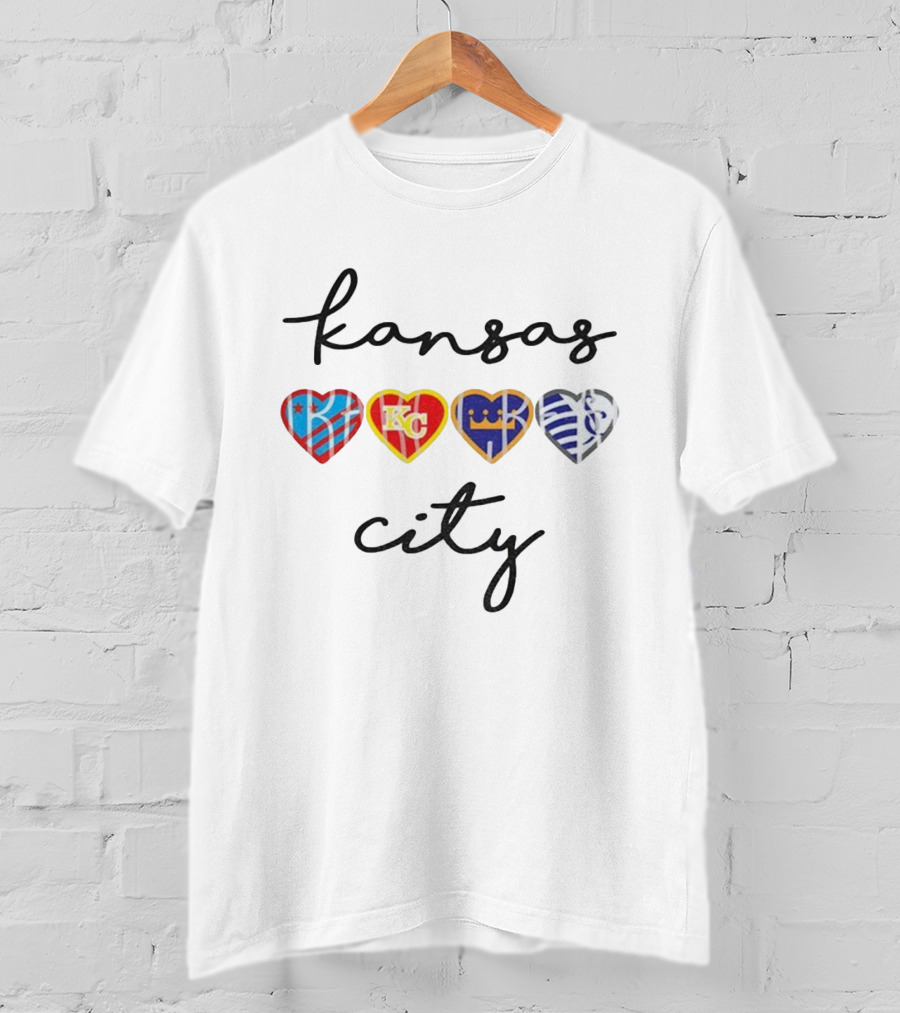 Kansas City Hearts KC Chiefs Royals Sporting Teams T-Shirt