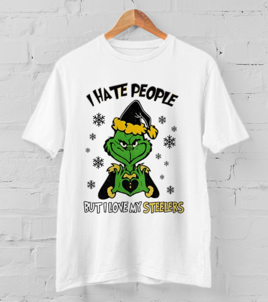 Pittsburgh Steelers Grinch I Hate People But I Love My Steelers Christmas T-Shirt