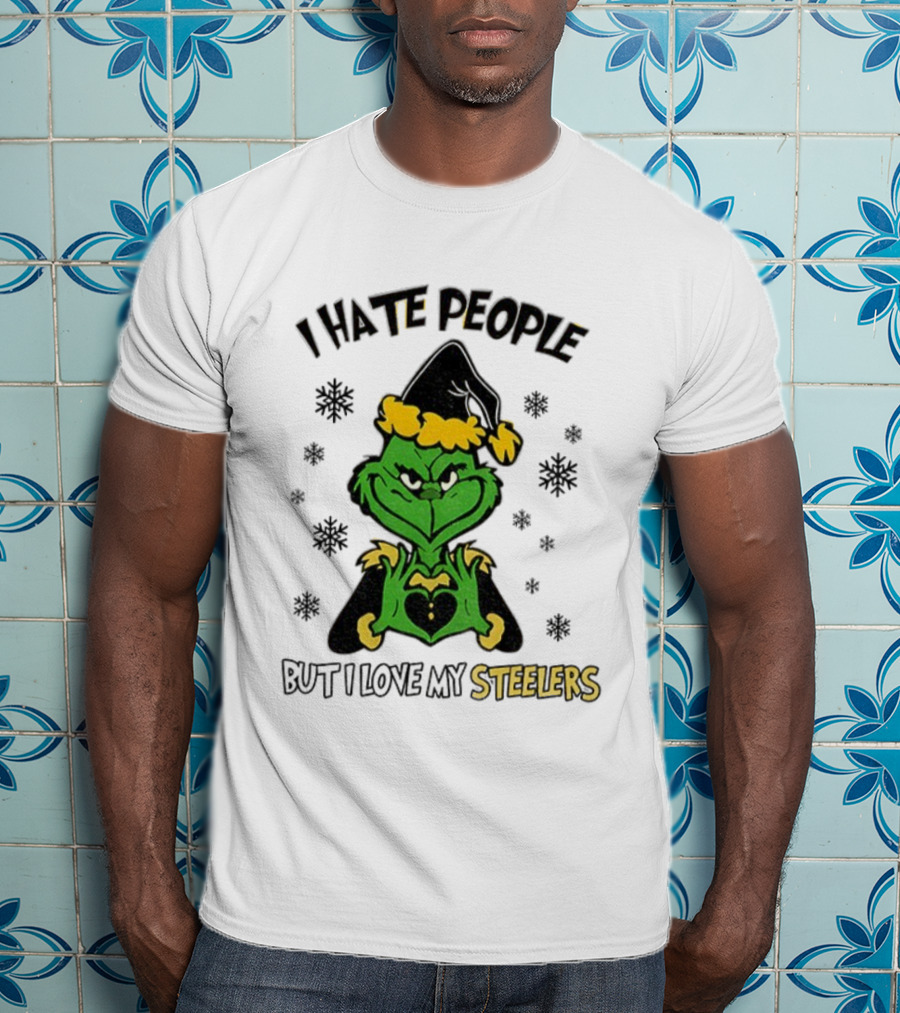 Pittsburgh Steelers Grinch I Hate People But I Love My Steelers Christmas T-Shirt