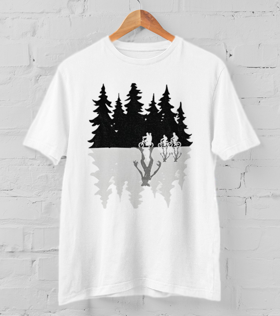Stranger Things Upside Down Forest Biking Vintage Christmas Tree T-Shirt