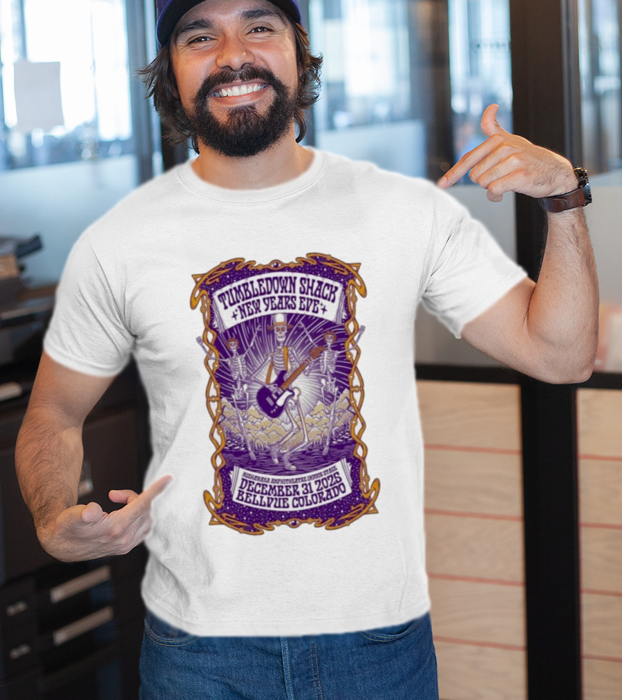 Tumbledown Shack New Years Eve Mishawaka Amphitheatre December 31 2025 Bellvue Colorado Skeletons T-Shirt