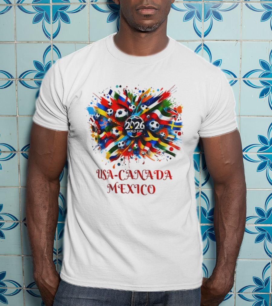 World Cup 2026 USA Canada Mexico Soccer Flags Celebration T-Shirt