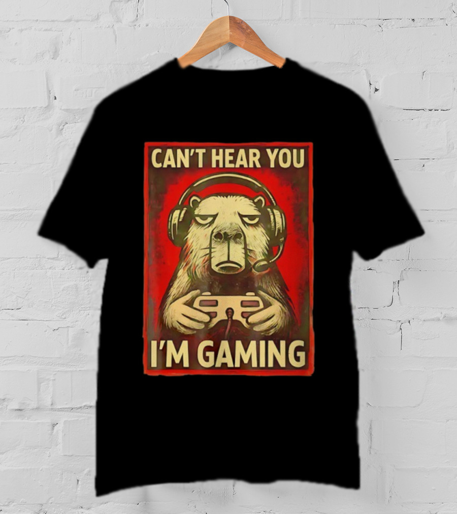 Can't Hear You I'm Gaming Capybara With Headphones Vintage Gaming Vibes T-Shirt