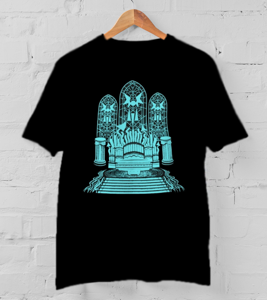Stained Glass Organ Throne With Gothic Cathedral Window Arches T-Shirt