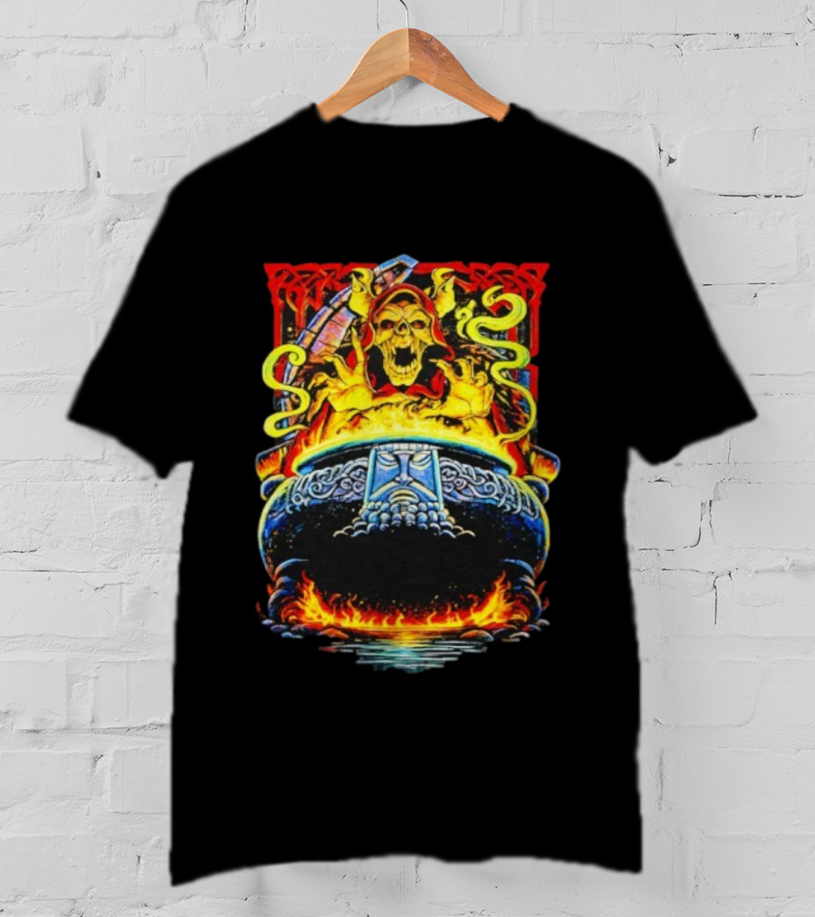 Horned King The Black Cauldron Villain Skull Flames T-Shirt