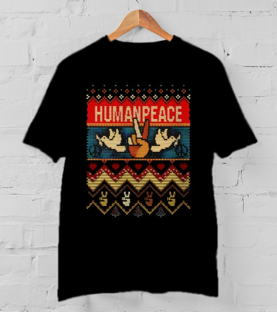 Humanpeace Christmas Hand Sign Dove Peace Ugly T-Shirt