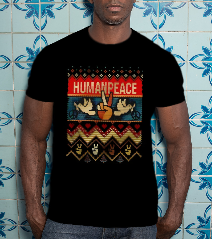 Humanpeace Christmas Hand Sign Dove Peace Ugly T-Shirt