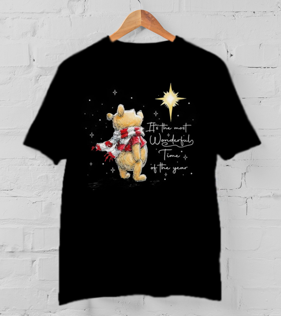 It's The Most Wonderful Time Of The Year Christmas Winnie The Pooh Star And Scarf T-Shirt