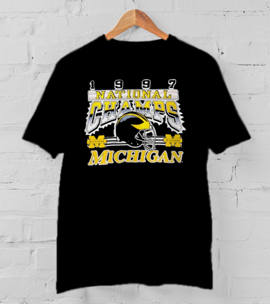 1997 Michigan National Champs Wolverines Football Helmet Vintage T-Shirt