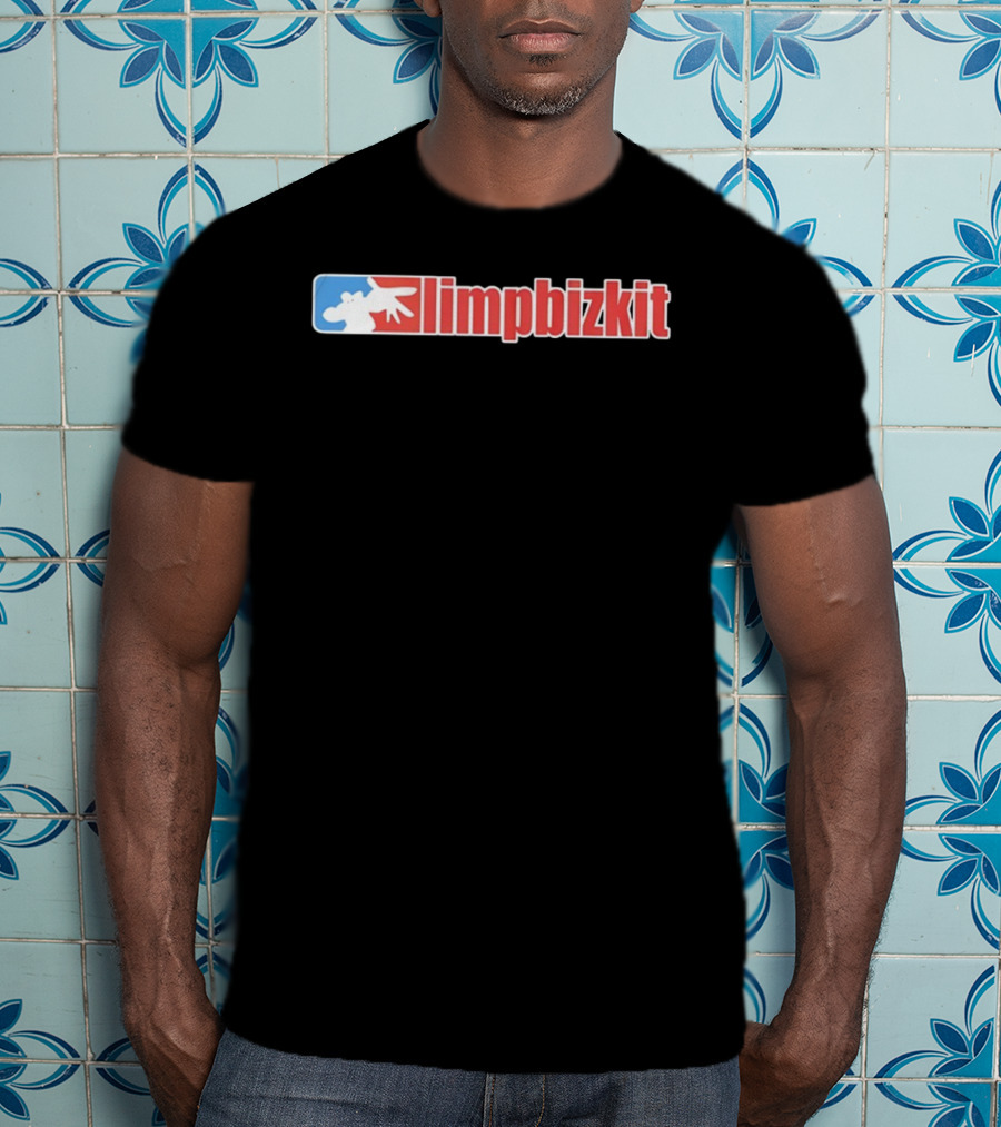 Limp Bizkit MLB Style Hand Gesture Text T-Shirt