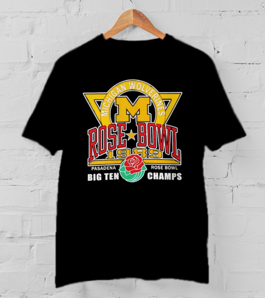 Michigan Wolverines Rose Bowl 1989 Pasadena Big Ten Champs T-Shirt