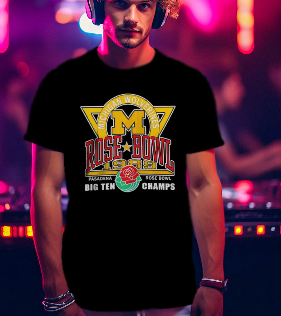 Michigan Wolverines Rose Bowl 1989 Pasadena Big Ten Champs T-Shirt