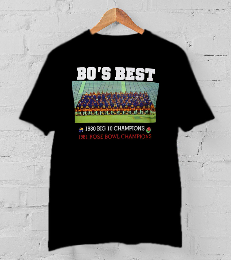 Michigan Wolverines Bo's Best Big 10 Champions Rose Bowl Winning Team T-Shirt