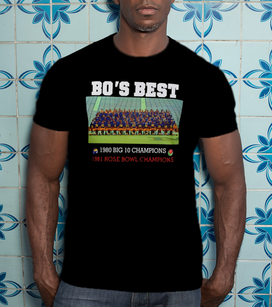 Michigan Wolverines Bo's Best Big 10 Champions Rose Bowl Winning Team T-Shirt