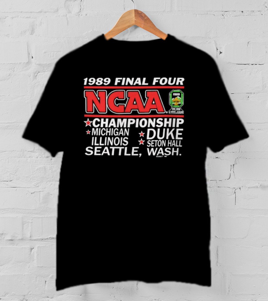 1989 NCAA Final Four Championship Michigan Illinois Duke Seton Hall Seattle Washington T-Shirt