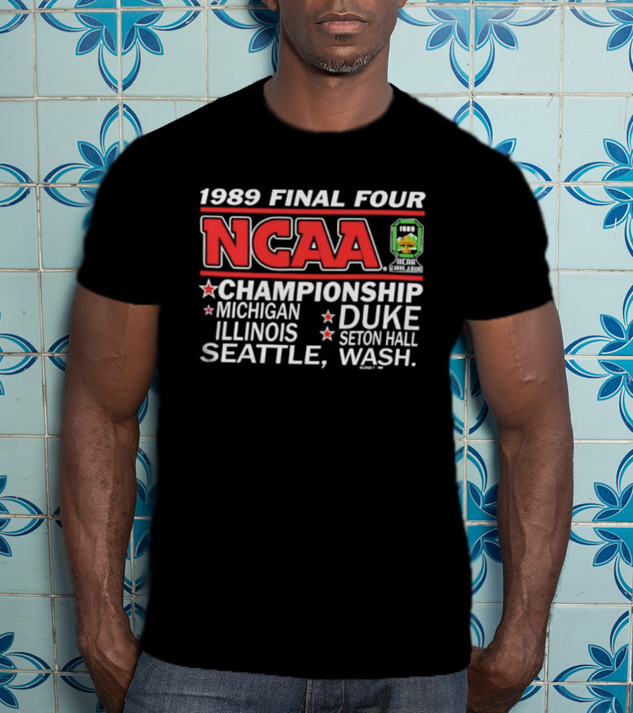 1989 NCAA Final Four Championship Michigan Illinois Duke Seton Hall Seattle Washington T-Shirt