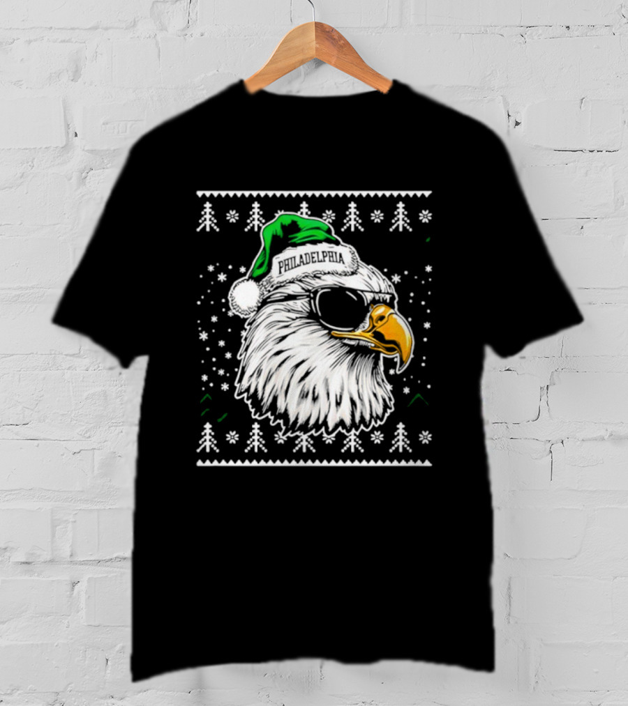 Philadelphia Eagles Mascot Festive Christmas Sweater Ugly Holiday Style T-Shirt