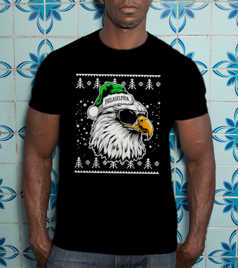 Philadelphia Eagles Mascot Festive Christmas Sweater Ugly Holiday Style T-Shirt