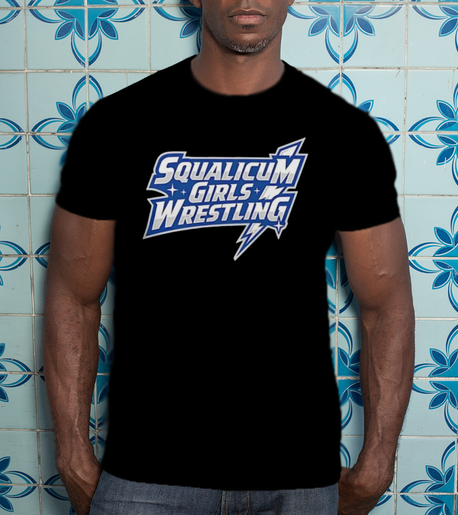 Squalicum Girls Wrestling Team Lightning Bold Font T-Shirt