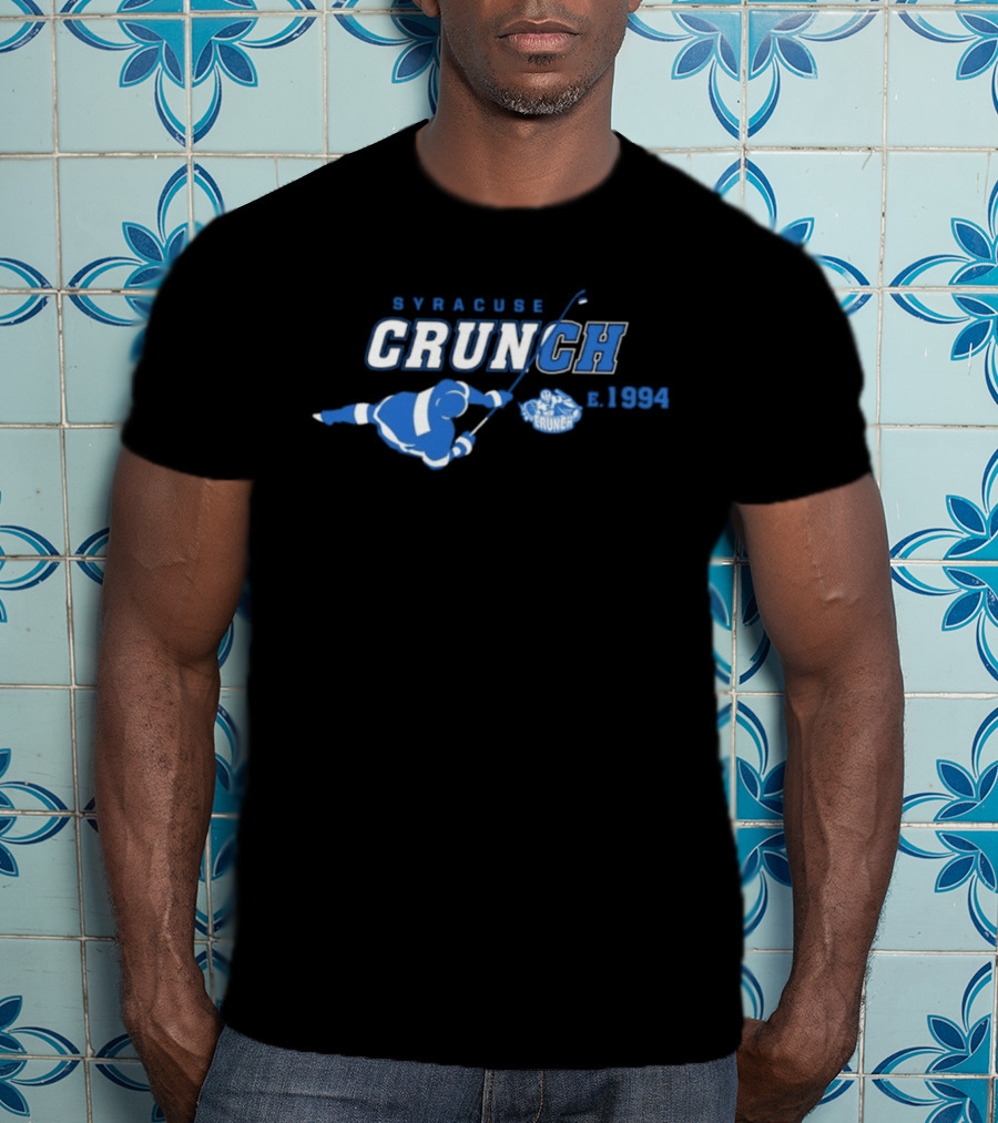Syracuse Crunch Hockey Est 1994 Birdseye Player And Mascot T-Shirt