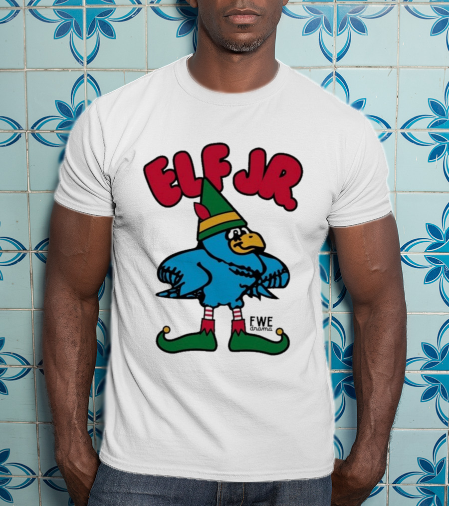 Ft Wright Elf JR Bird In Green Hat And Striped Socks T-Shirt