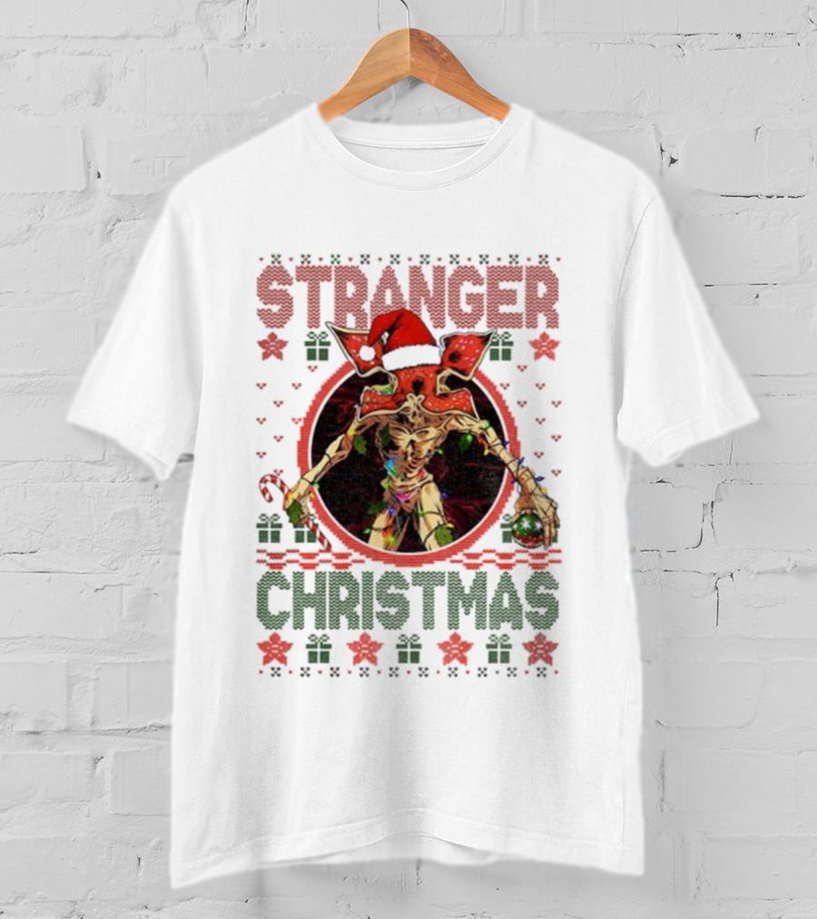 Stranger Christmas Demogorgon Santa Hat T-Shirt