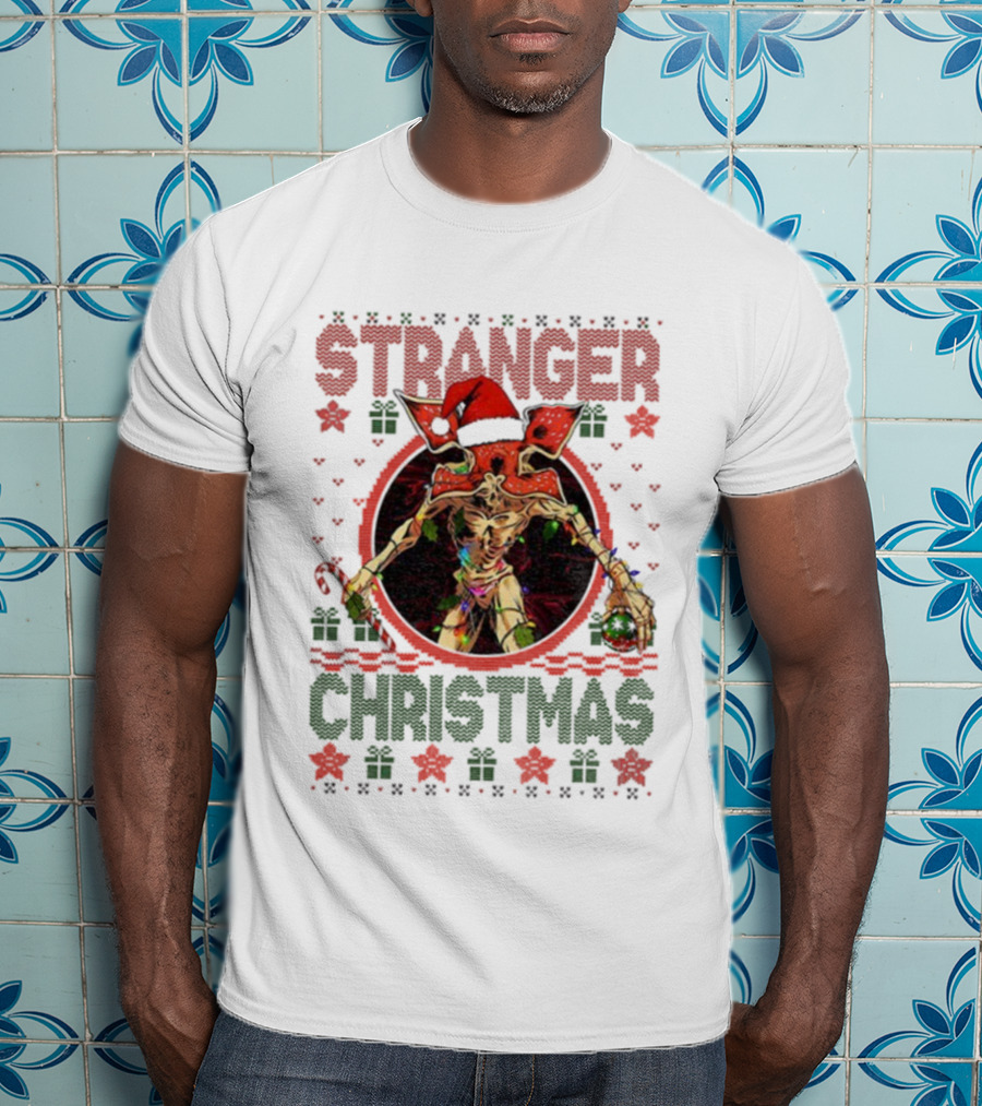 Stranger Christmas Demogorgon Santa Hat T-Shirt