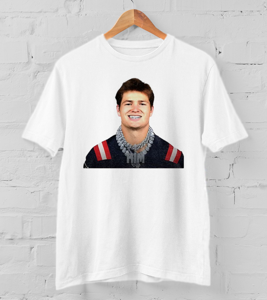 Drake Maye Him Chains New England Football Player Style T-Shirt