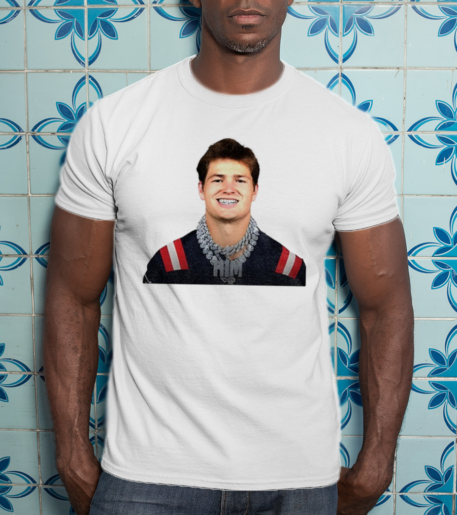 Drake Maye Him Chains New England Football Player Style T-Shirt