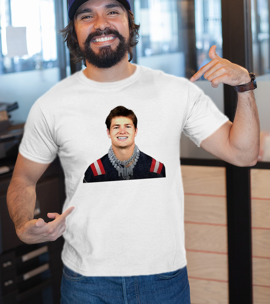 Drake Maye Him Chains New England Football Player Style T-Shirt