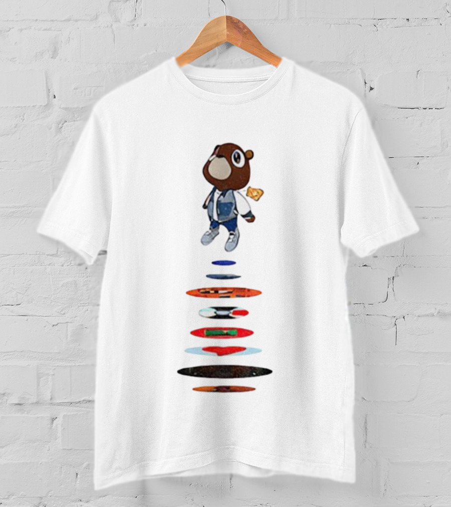 Kan West Bear College Theme Graduation Sneakers Denim Jacket Character T-Shirt