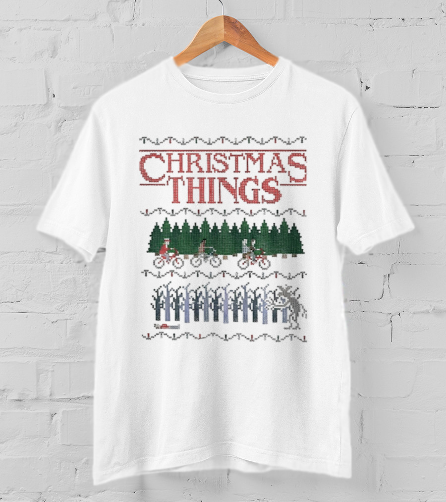 Christmas Things Stranger Upside Down Bicycle Merry Xmas T-Shirt