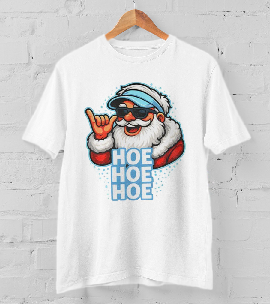 Ho Ho Ho Funny Football Christmas Santa With Sunglasses T-Shirt