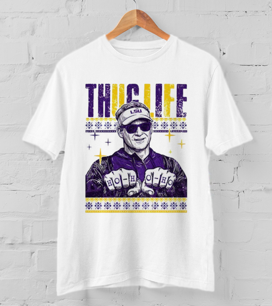 LSU Thug Life Lane Kiffin Ho Ho Ho Christmas Coach T-Shirt