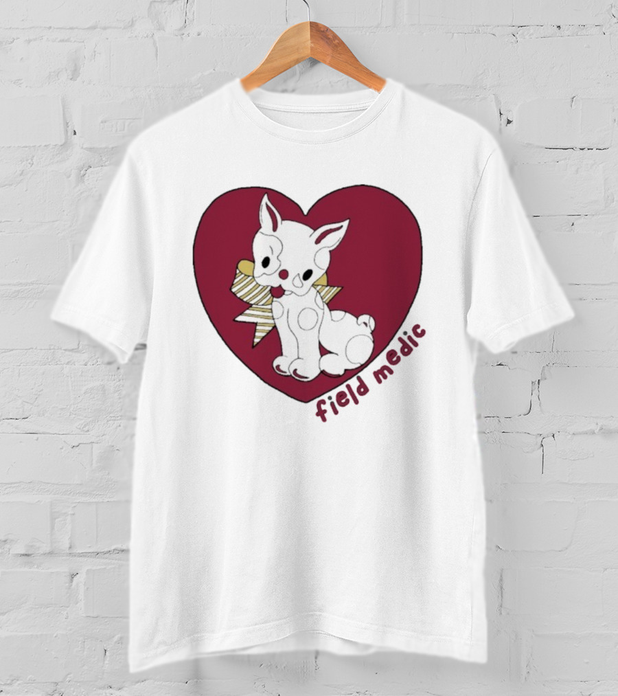 Field Medic Cute Dog Heart Bow Patchwork Style T-Shirt