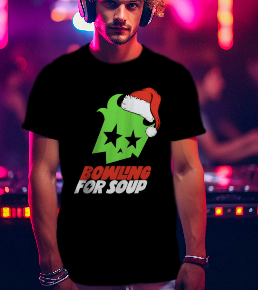 Bowling For Soup Xmas Christmas Santa Hat Stars T-Shirt