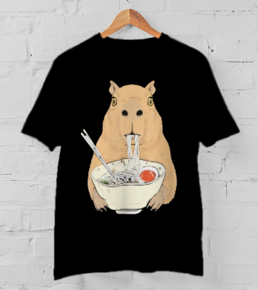 Capybara Eating Ramen Noodles Japanese Style T-Shirt
