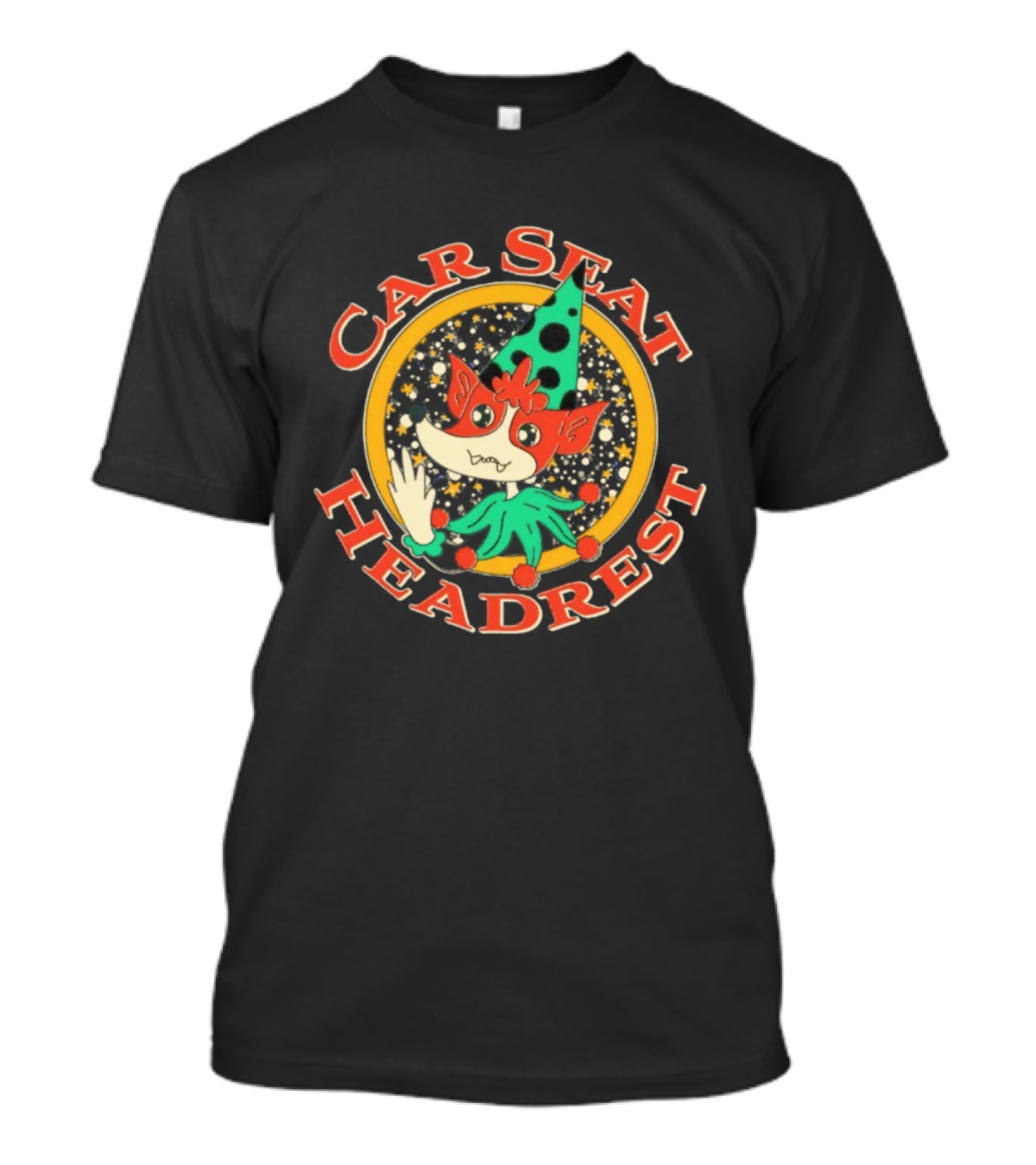 Car Seat Headrest Cartoon Elf Illustration T-Shirt