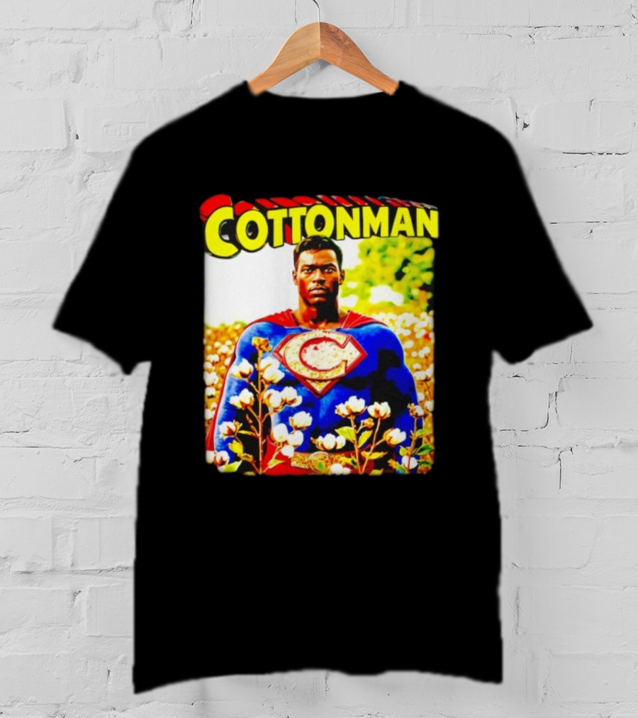 Cottonman Superman Hero In Blooming Cotton Field T-Shirt