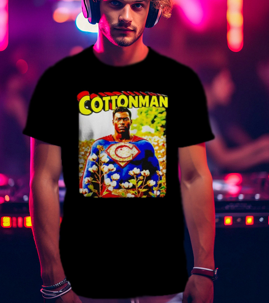 Cottonman Superman Hero In Blooming Cotton Field T-Shirt